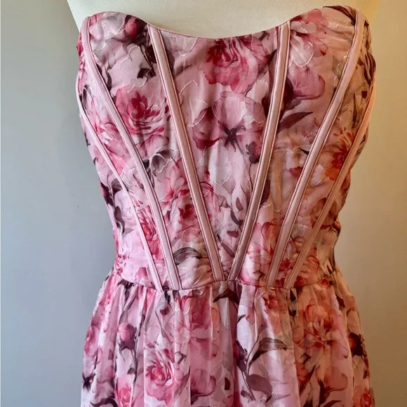 Lulu's Special Moment Strapless Bustier Pink Floral Maxi Dress Size XL NWT - Picture 7 of 16
